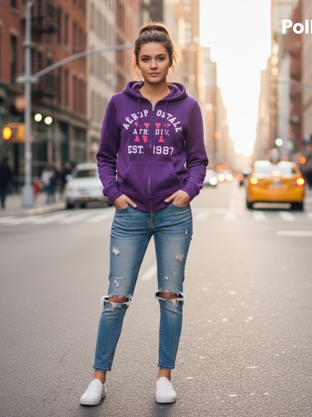 🩵 Aeropostale Purple Zip-Up Hoodie with Logo